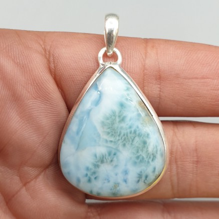925 Sterling zilveren hanger met brede druppelvormige Larimar