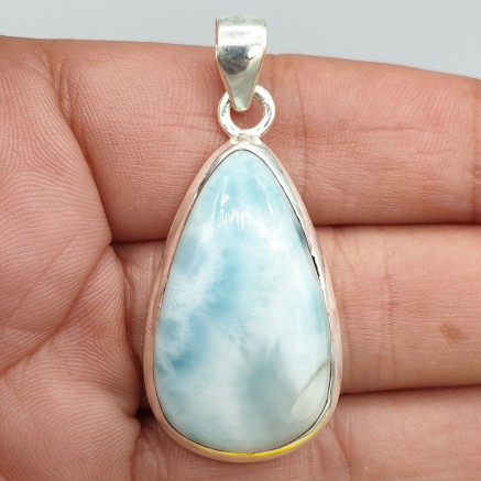 925 Sterling zilveren hanger met smalle druppelvormige Larimar