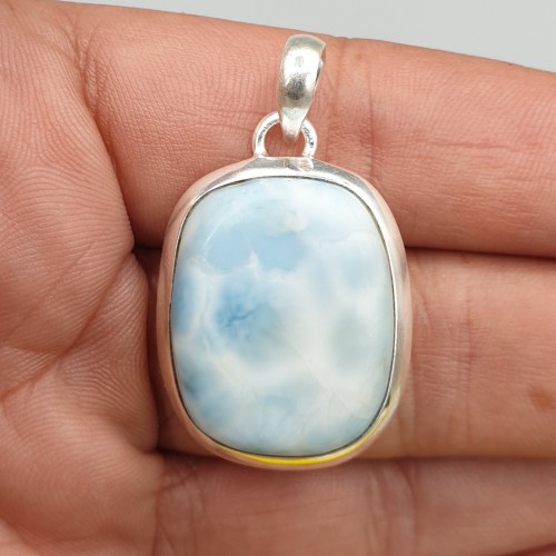 925 Sterling zilveren hanger met rechthoekige Larimar