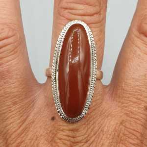 925 Sterling zilveren ring ovale rode Onyx 18.5 mm