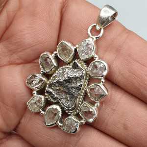 925 Sterling zilveren hanger Meteoriet Campo del Cielo en Herkimer diamant