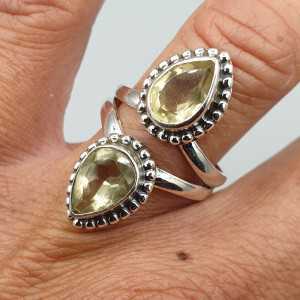 925 Sterling zilveren ring gezet met Citrien 17.5 mm