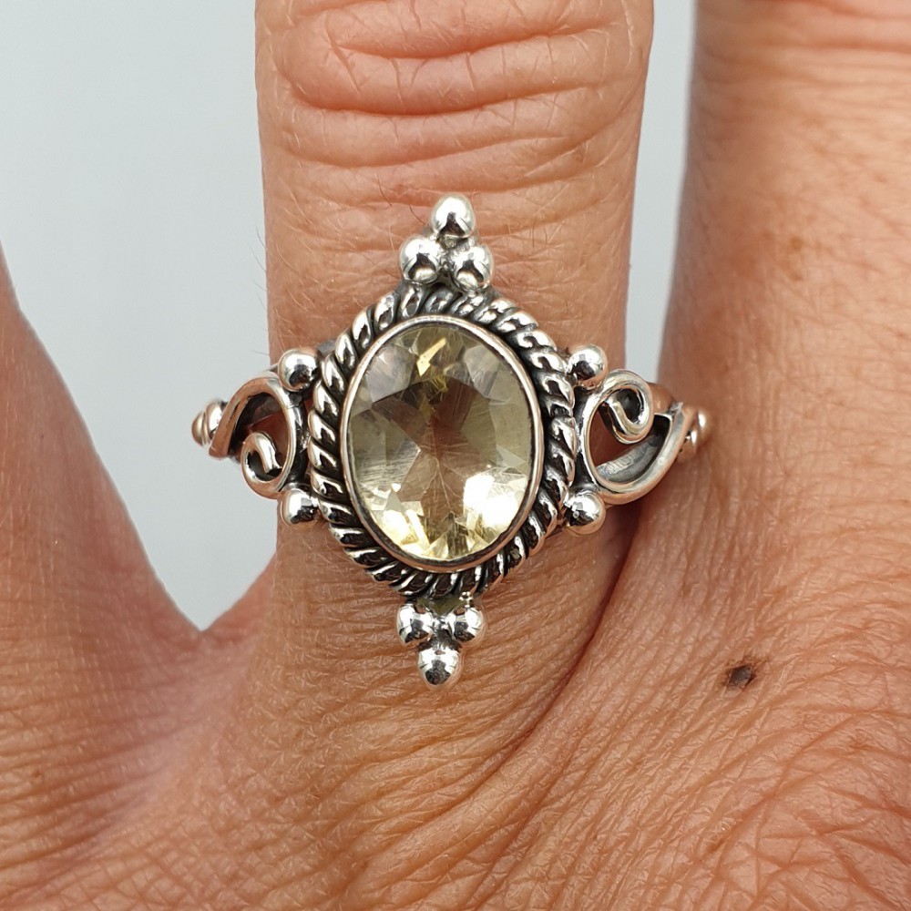 925 Sterling zilveren ring gezet met Citrien 17 mm