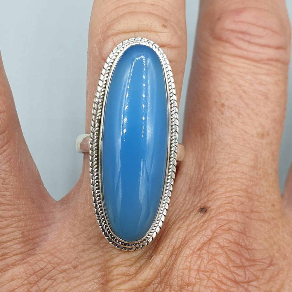 925 Sterling zilveren ring met ovale Chalcedoon 16.5 mm