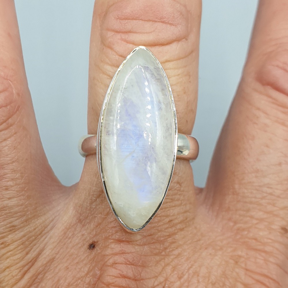 925 Sterling zilveren ring met marquise Maansteen 17.5 mm