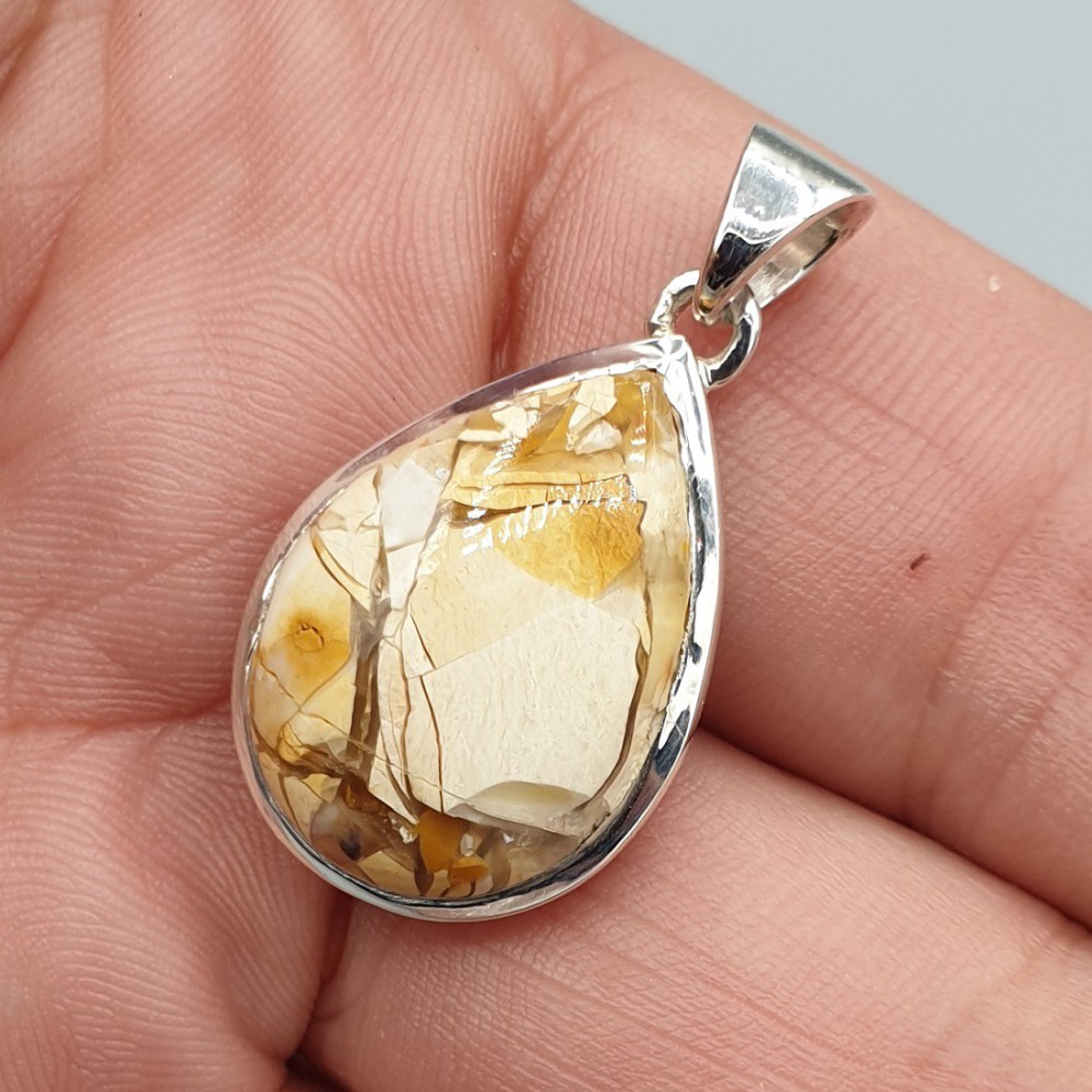 925 Sterling zilveren hanger druppelvormige Mookaiet