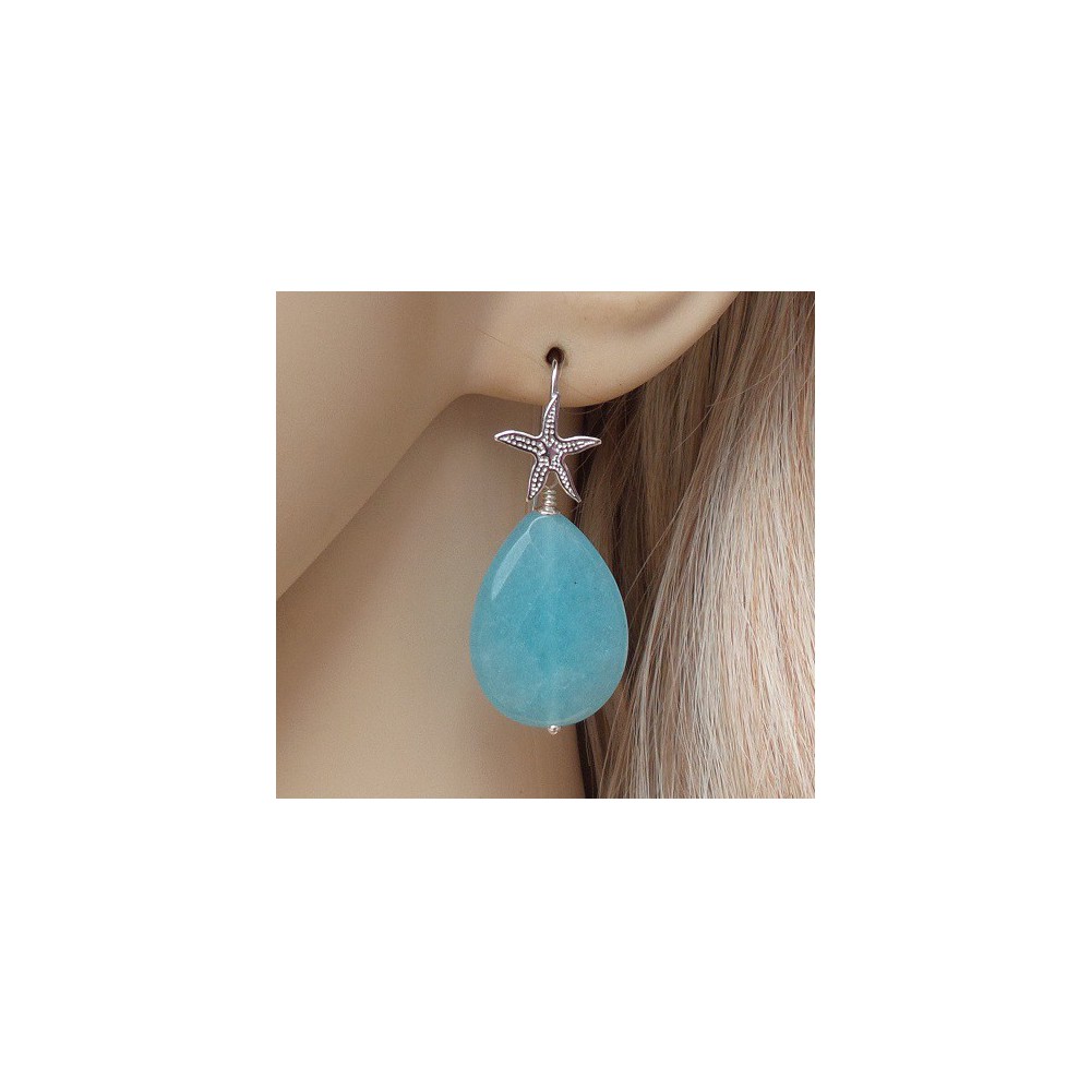 Silver earrings with Amazonite briolet