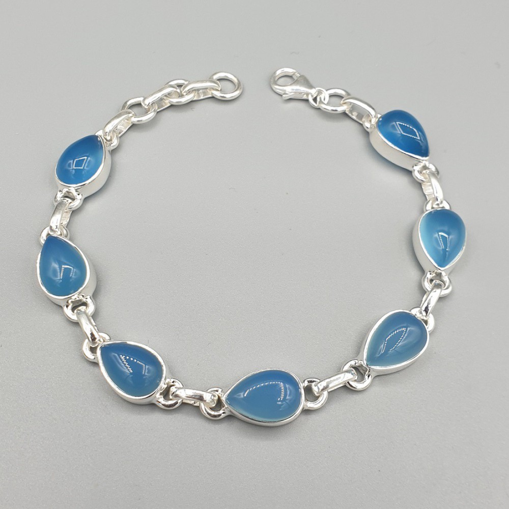 925 Sterling zilveren armband blauw Chalcedoon