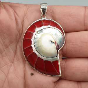 925 Sterling zilveren hanger met rode Nautilus schelp