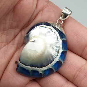 925 Sterling zilveren hanger met blauwe Nautilus schelp