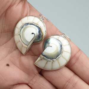 925 Sterling zilveren oorbellen witte Nautilus schelp