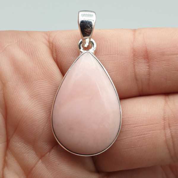 925 Sterling zilveren hanger druppelvormige roze Opaal