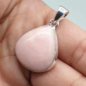 925 Sterling zilveren hanger brede druppelvormige roze Opaal