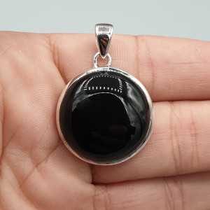 925 Sterling zilveren hanger ronde zwarte Onyx