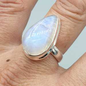 925 Sterling zilveren ring regenboog Maansteen 18.5 mm