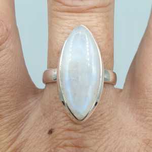 925 Sterling zilveren ring marquise regenboog Maansteen 18.5 mm