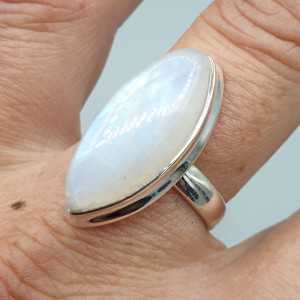 925 Sterling zilveren ring marquise regenboog Maansteen 18.5 mm