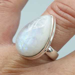 925 Sterling zilveren ring regenboog Maansteen 17.3 mm