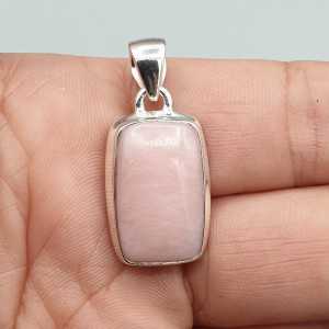 925 Sterling zilveren hanger met rechthoekige roze Opaal