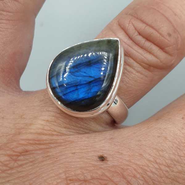 925 Sterling zilveren ring Labradoriet 17.5 mm