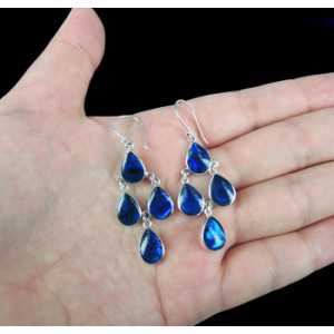 925 Sterling zilveren oorbellen met blauw Abalone schelp
