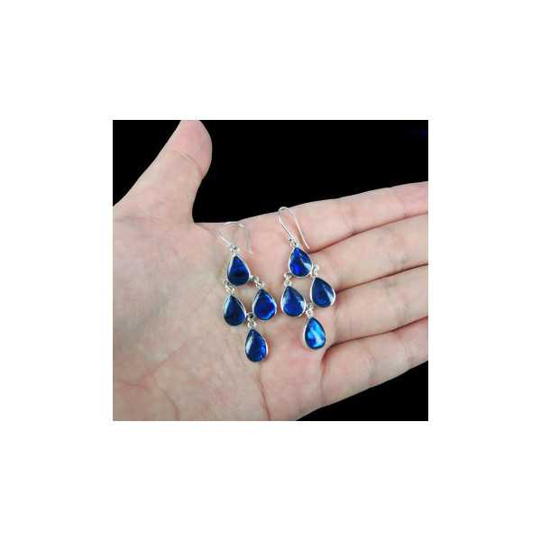 925 Sterling zilveren oorbellen met blauw Abalone schelp
