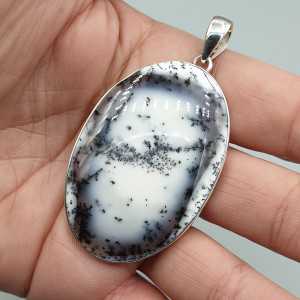 925 Sterling zilveren hanger ovale Dendriet Opaal