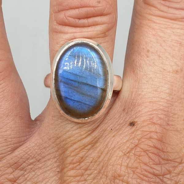 925 Sterling zilveren ring ovale Labradoriet 17.5 mm
