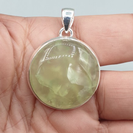 925 Sterling zilveren hanger ronde Prehniet