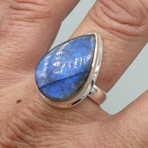 925 Sterling zilveren ring druppelvormige Labradoriet 19 mm