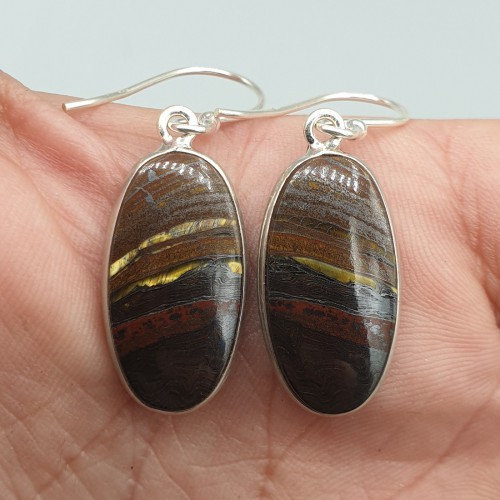 925 Sterling zilveren oorbellen ovale Tijgerijzer