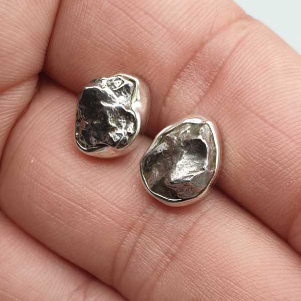 925 Sterling zilveren oorknoppen met Campo del Cielo Meteoriet