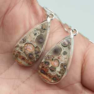 925 Sterling zilveren oorbellen met Luipaard Jaspis