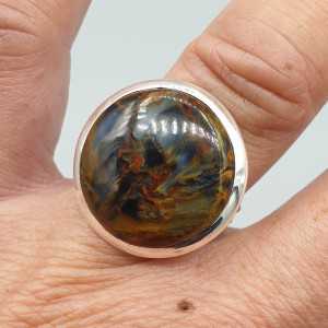 925 Sterling zilveren ring  ronde Pietersiet 17.5 mm