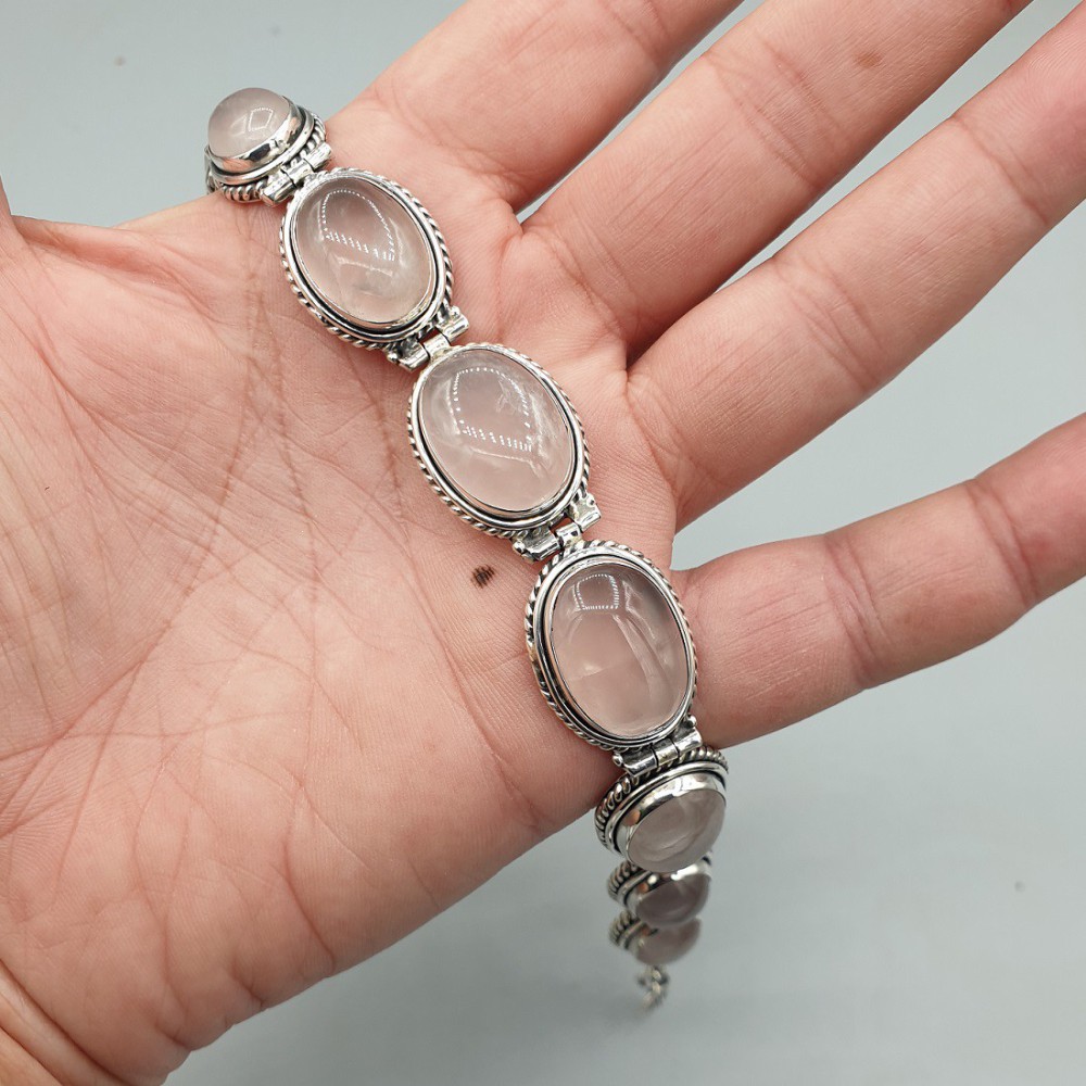 925 Sterling zilveren armband met Rozenkwarts