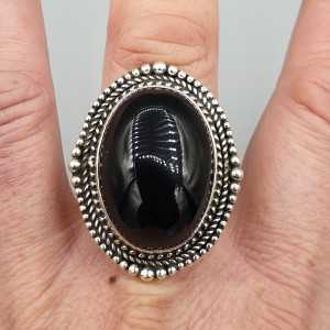 925 Sterling zilveren ring gezet met zwarte Onyx 18 mm