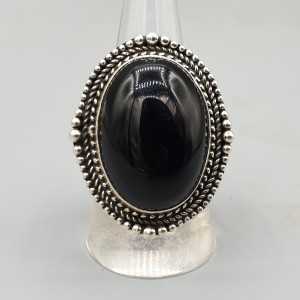 925 Sterling zilveren ring gezet met zwarte Onyx 18 mm