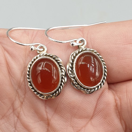 925 Sterling zilveren oorbellen met ovale Carneool