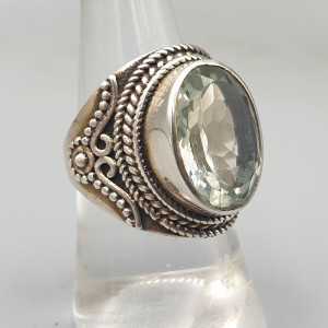 925 Sterling zilveren ring met groene Amethist  17.3