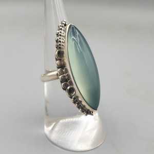 925 Sterling zilveren ring marquise aqua Chalcedoon 16.5 mm