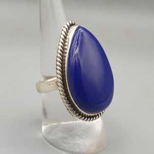 925 Sterling zilveren ring gezet met Lapis Lazuli 17.3 mm