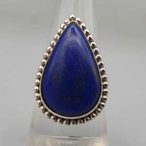925 Sterling zilveren ring druppelvormige Lapis Lazuli 17.3 mm