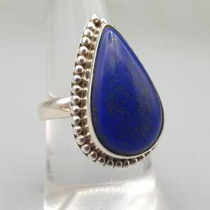 925 Sterling zilveren ring druppelvormige Lapis Lazuli 17.3 mm