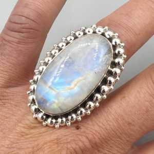 925 Sterling zilveren ring regenboog Maansteen verstelbaar
