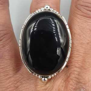 925 Sterling zilveren ring zwarte Onyx verstelbaar
