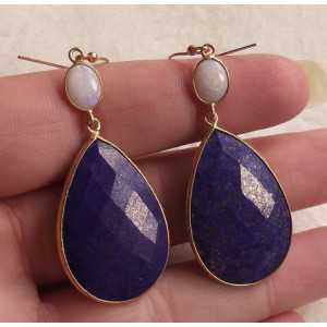 Gold plated earrings set with Ethiopian Opal and Lapis Lazuli