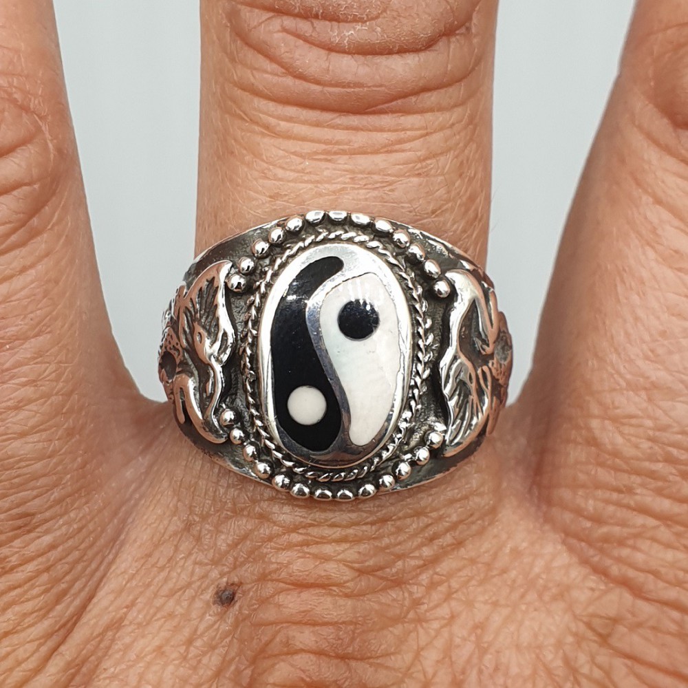 925 Sterling zilveren ring Yin Yang