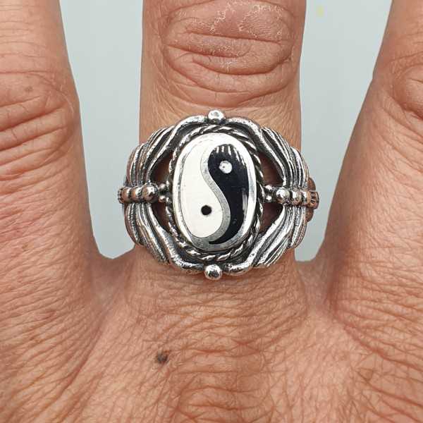 925 Sterling zilveren ring Yin Yang en libelle