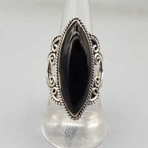 925 Sterling zilveren ring marquise zwarte Onyx