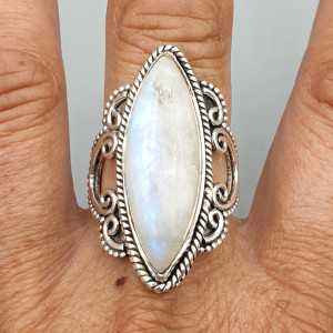 925 Sterling zilveren ring marquise regenboog Maansteen
